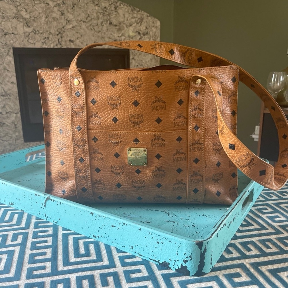 MCM Cognac Visetos Tote Bag